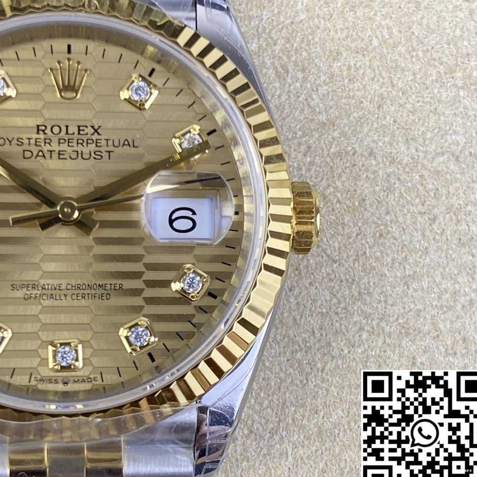 Hourmarker 36MM Diamond Silver Tone Dial Factory M126233 Rolex Datejust Two VS Motif 0426